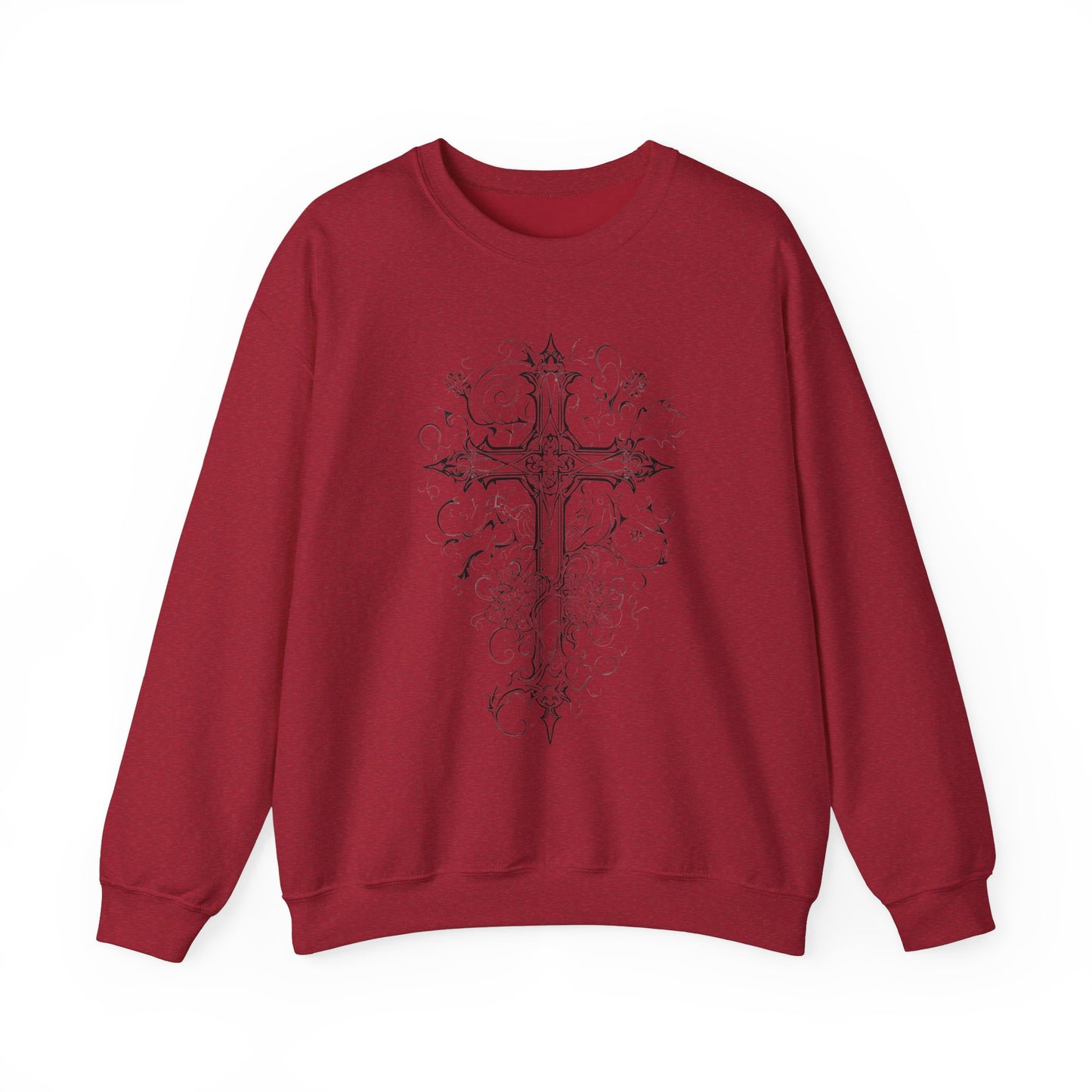 Gothic Cross Sweatshirt, Vintage Crewneck, Edgy Religious Pullover, Unisex Hooded Sweater, Dark Occult Apparel