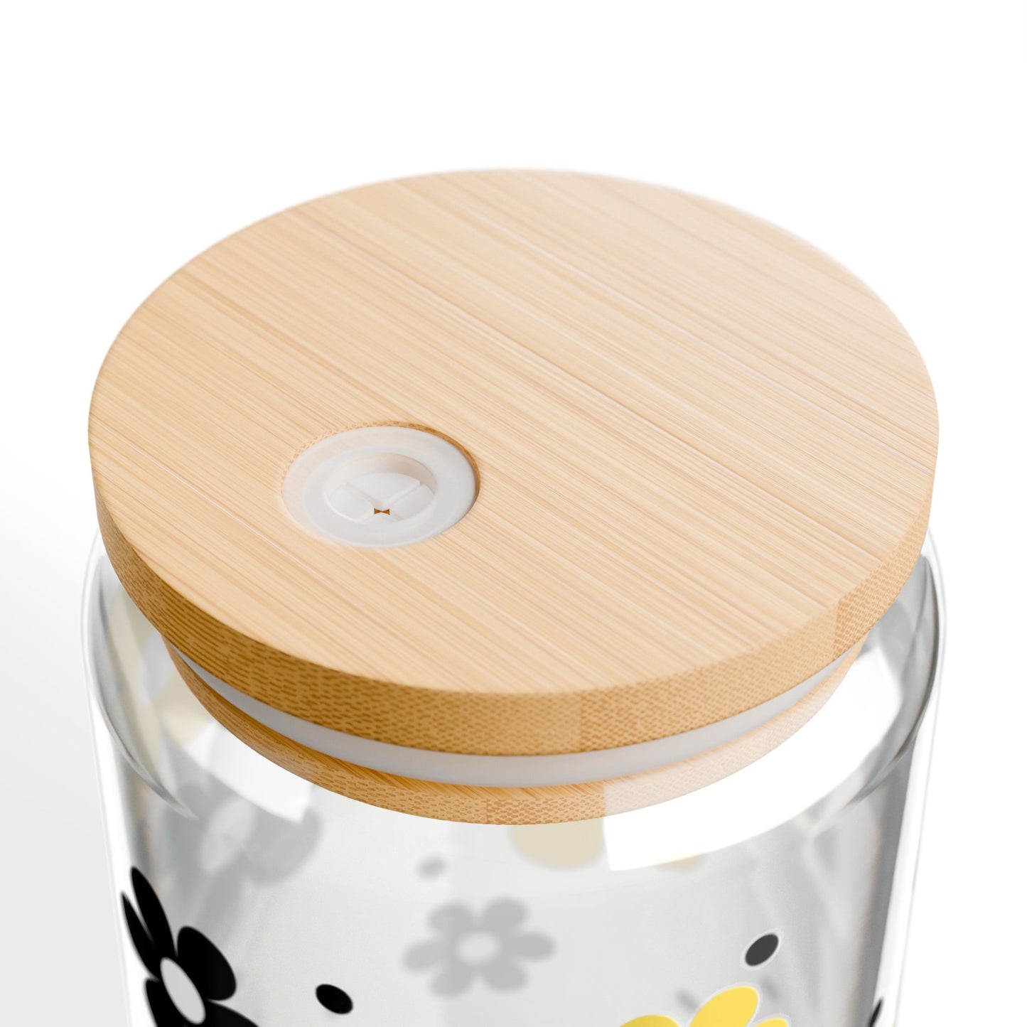 Chic Daisy Sipper Glass - 16oz Yellow and Black Design