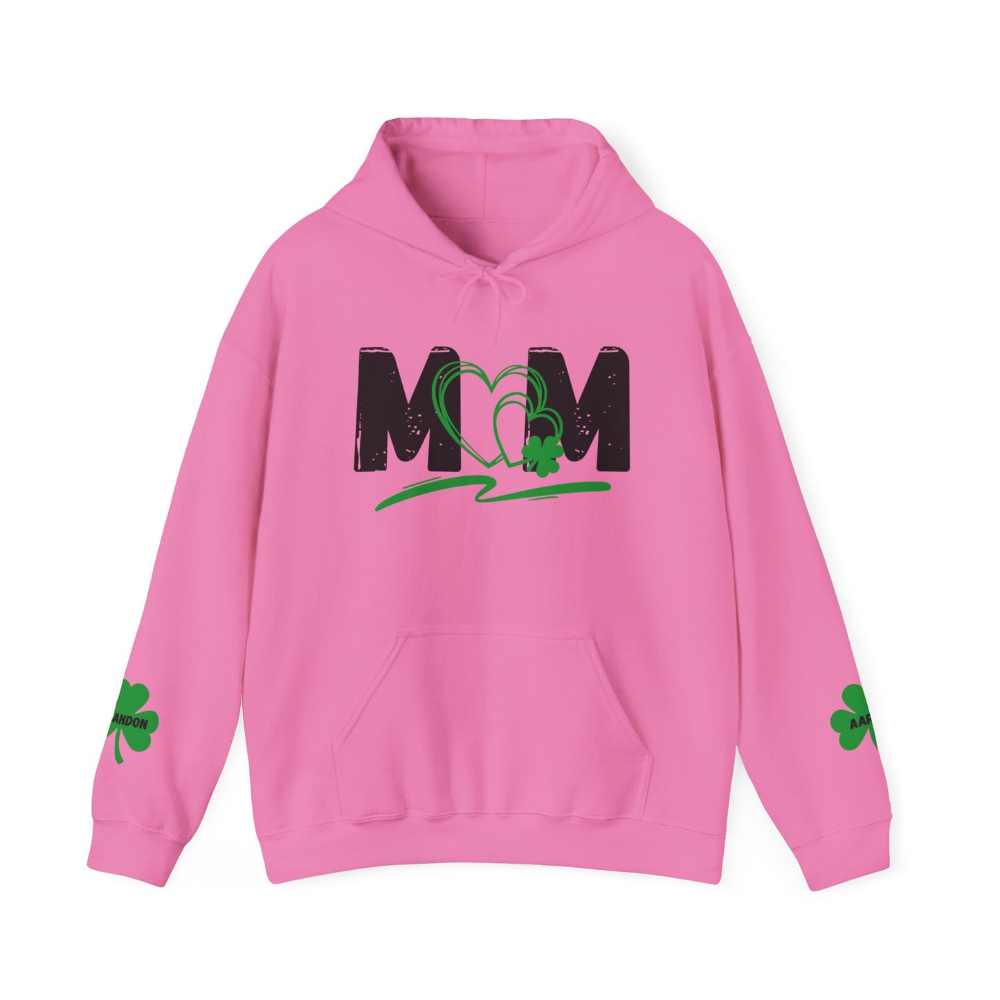 St. Patrick's Day Mom Hoodie - Unisex Heavy Blend™ Sweatshirt with Heart Design