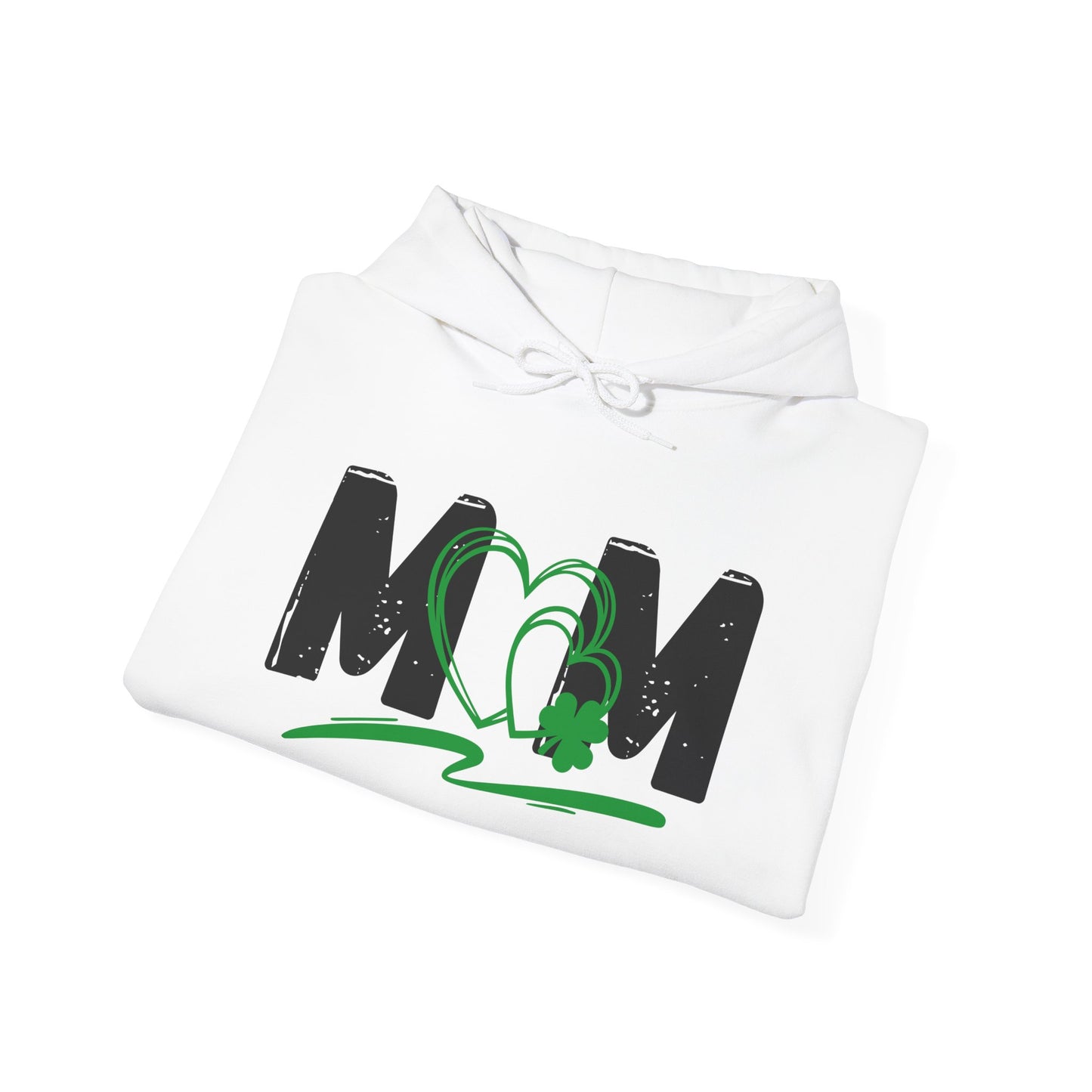 St. Patrick's Day Mom Hoodie - Unisex Heavy Blend™ Sweatshirt with Heart Design