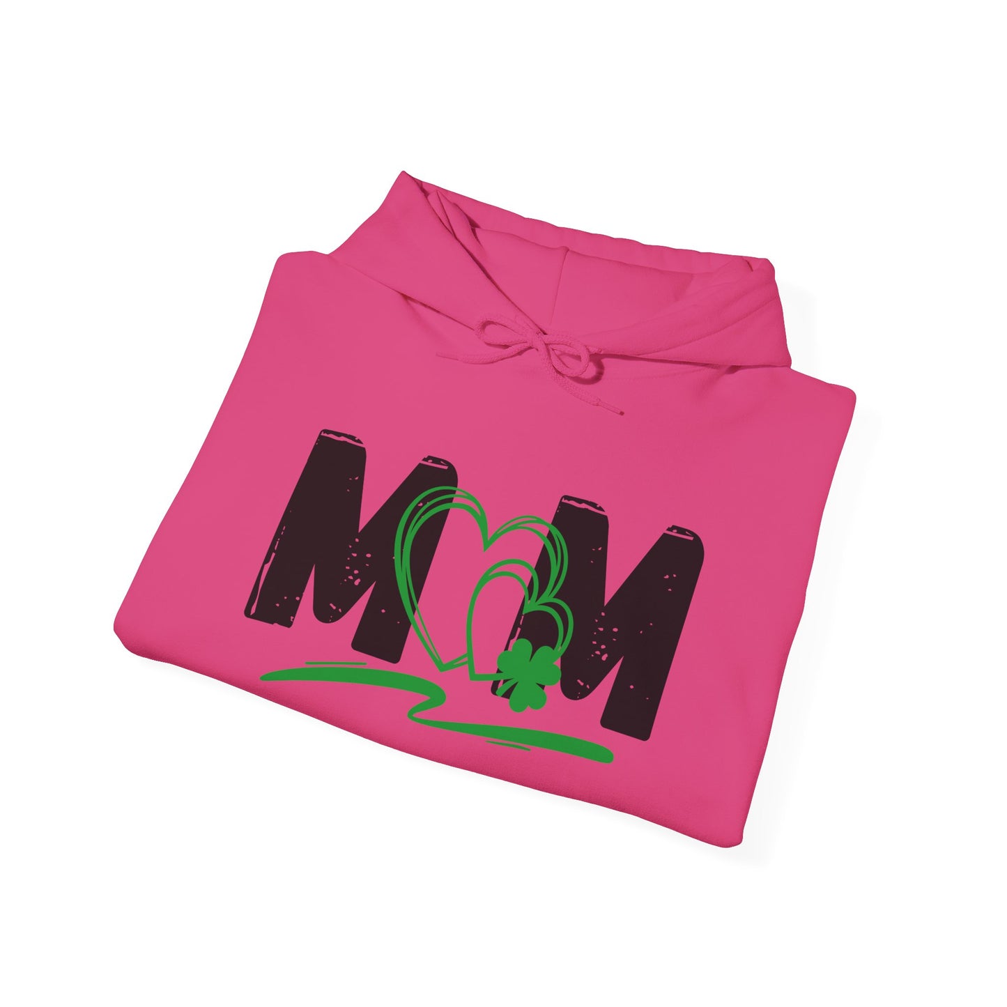 St. Patrick's Day Mom Hoodie - Unisex Heavy Blend™ Sweatshirt with Heart Design