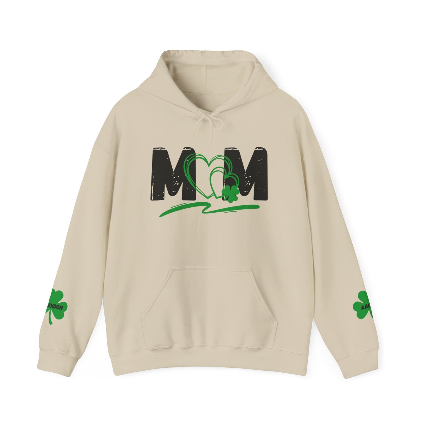 St. Patrick's Day Mom Hoodie - Unisex Heavy Blend™ Sweatshirt with Heart Design