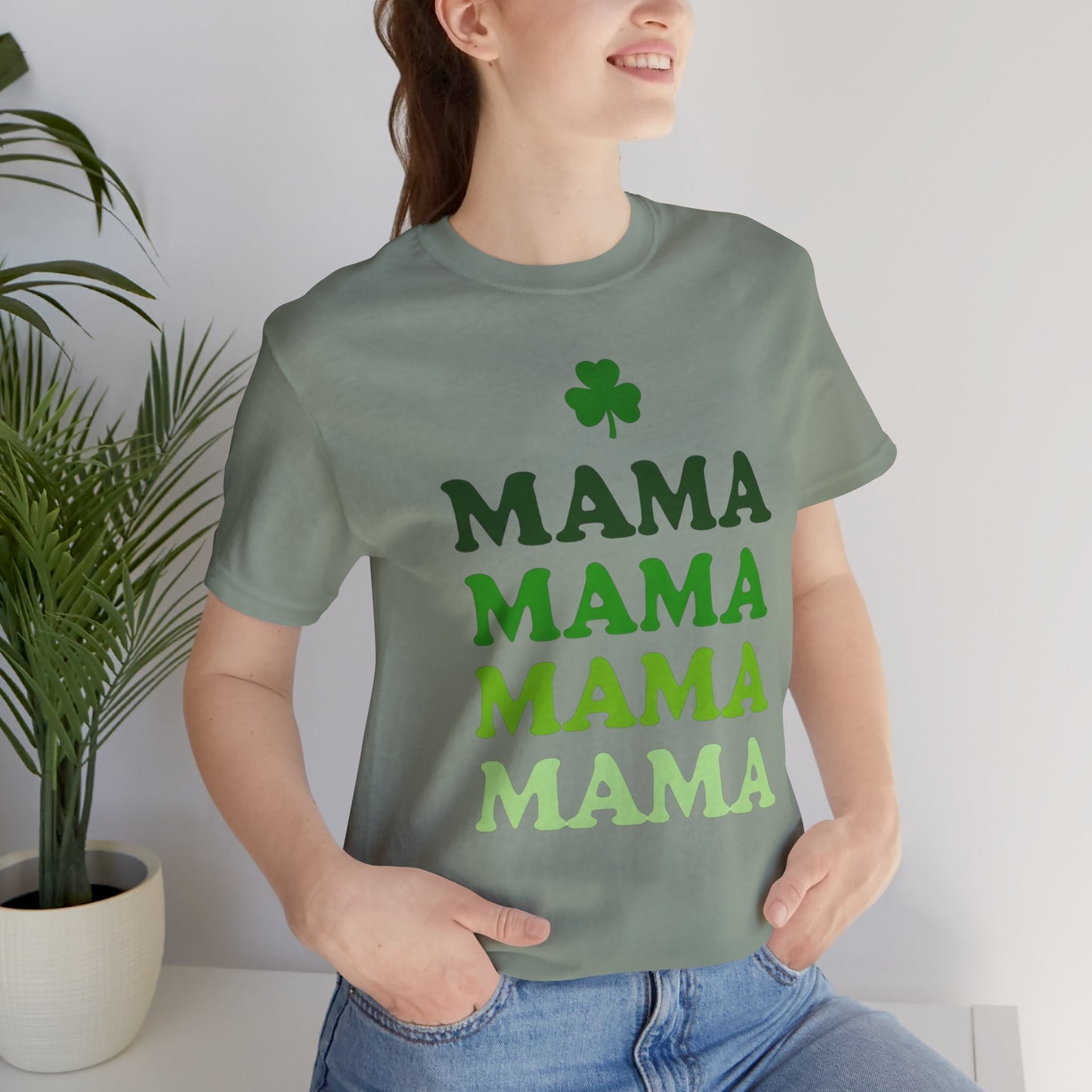St. Patrick's Day 'Mama' Stacked Tee - Unisex Short Sleeve T-Shirt