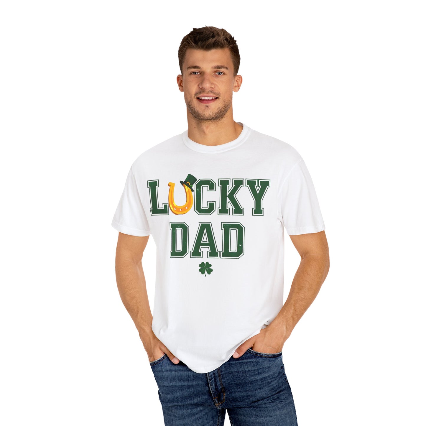 Lucky Dad Distressed Unisex T-Shirt - St. Patrick's Day Casual Wear