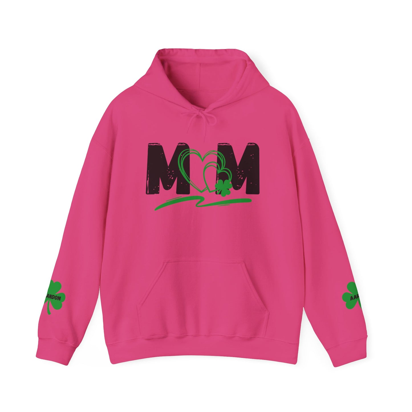 St. Patrick's Day Mom Hoodie - Unisex Heavy Blend™ Sweatshirt with Heart Design