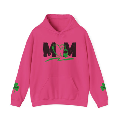 St. Patrick's Day Mom Hoodie - Unisex Heavy Blend™ Sweatshirt with Heart Design