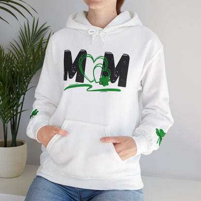 St. Patrick's Day Mom Hoodie - Unisex Heavy Blend™ Sweatshirt with Heart Design