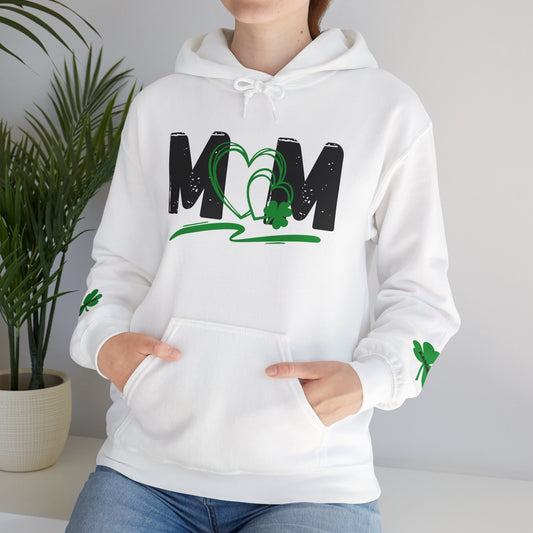 St. Patrick's Day Mom Hoodie - Unisex Heavy Blend™ Sweatshirt with Heart Design
