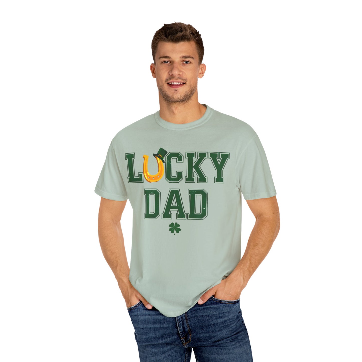 Lucky Dad Distressed Unisex T-Shirt - St. Patrick's Day Casual Wear