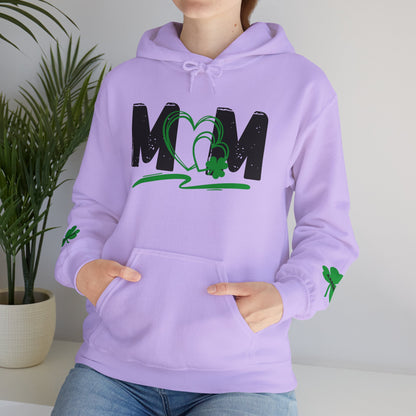 St. Patrick's Day Mom Hoodie - Unisex Heavy Blend™ Sweatshirt with Heart Design