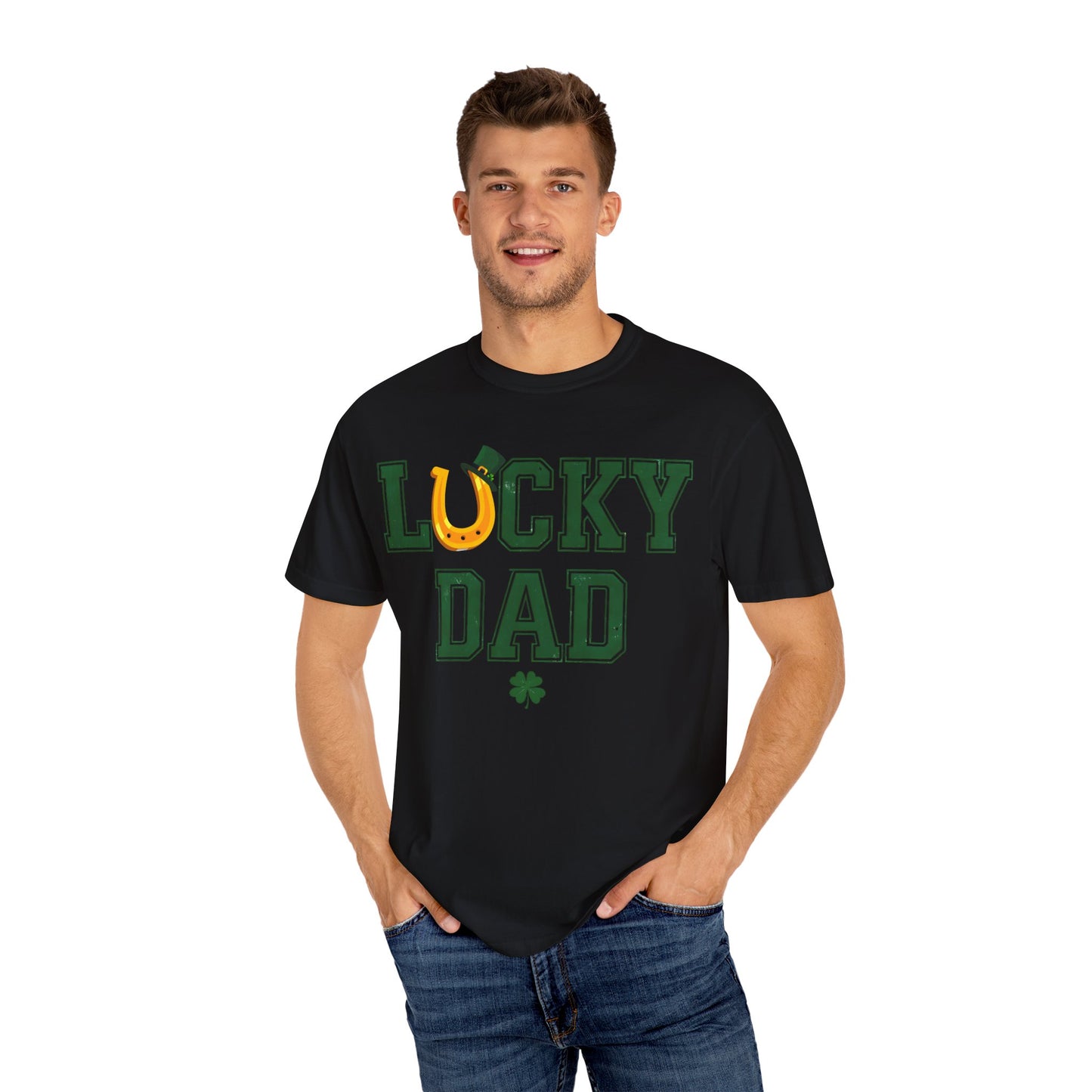 Lucky Dad Distressed Unisex T-Shirt - St. Patrick's Day Casual Wear