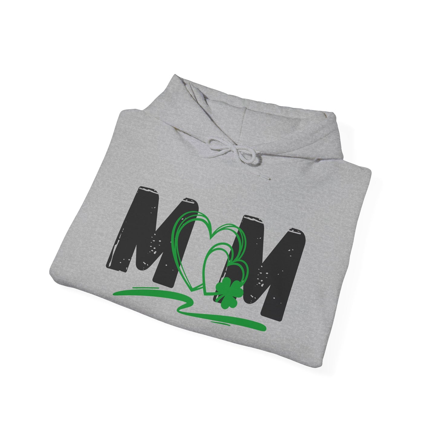 St. Patrick's Day Mom Hoodie - Unisex Heavy Blend™ Sweatshirt with Heart Design