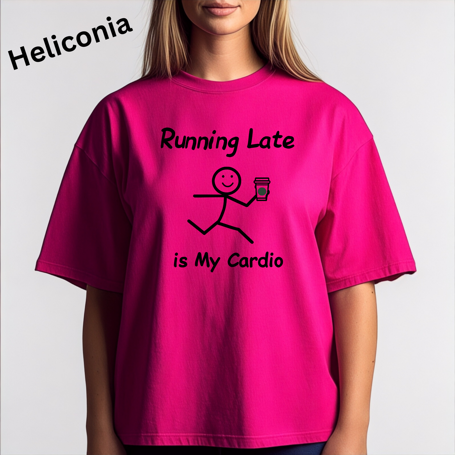 Running Late Humor Tee with Stick Figure Design