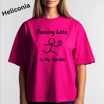 Running Late Humor Tee with Stick Figure Design
