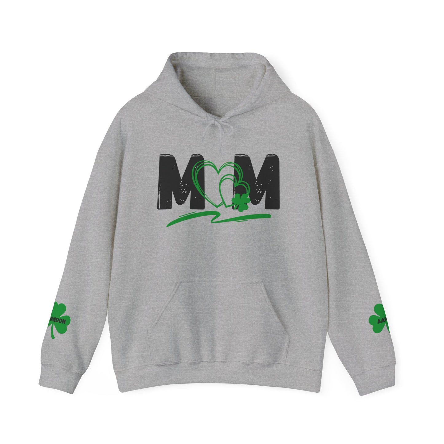 St. Patrick's Day Mom Hoodie - Unisex Heavy Blend™ Sweatshirt with Heart Design