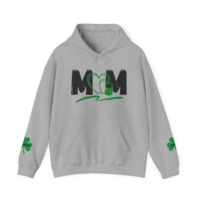 St. Patrick's Day Mom Hoodie - Unisex Heavy Blend™ Sweatshirt with Heart Design