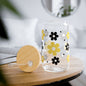 Chic Daisy Sipper Glass - 16oz Yellow and Black Design