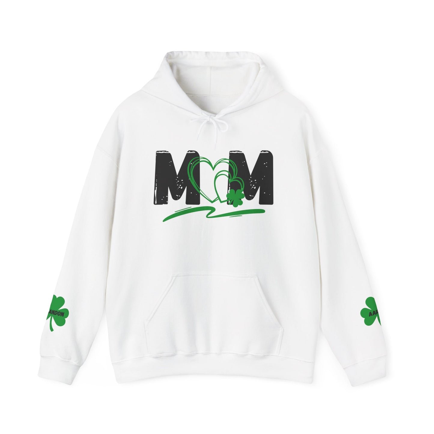 St. Patrick's Day Mom Hoodie - Unisex Heavy Blend™ Sweatshirt with Heart Design