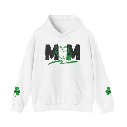 St. Patrick's Day Mom Hoodie - Unisex Heavy Blend™ Sweatshirt with Heart Design