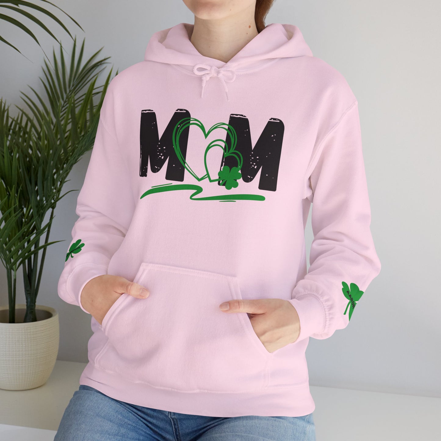 St. Patrick's Day Mom Hoodie - Unisex Heavy Blend™ Sweatshirt with Heart Design