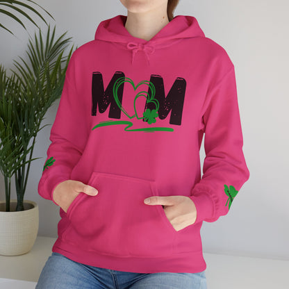 St. Patrick's Day Mom Hoodie - Unisex Heavy Blend™ Sweatshirt with Heart Design